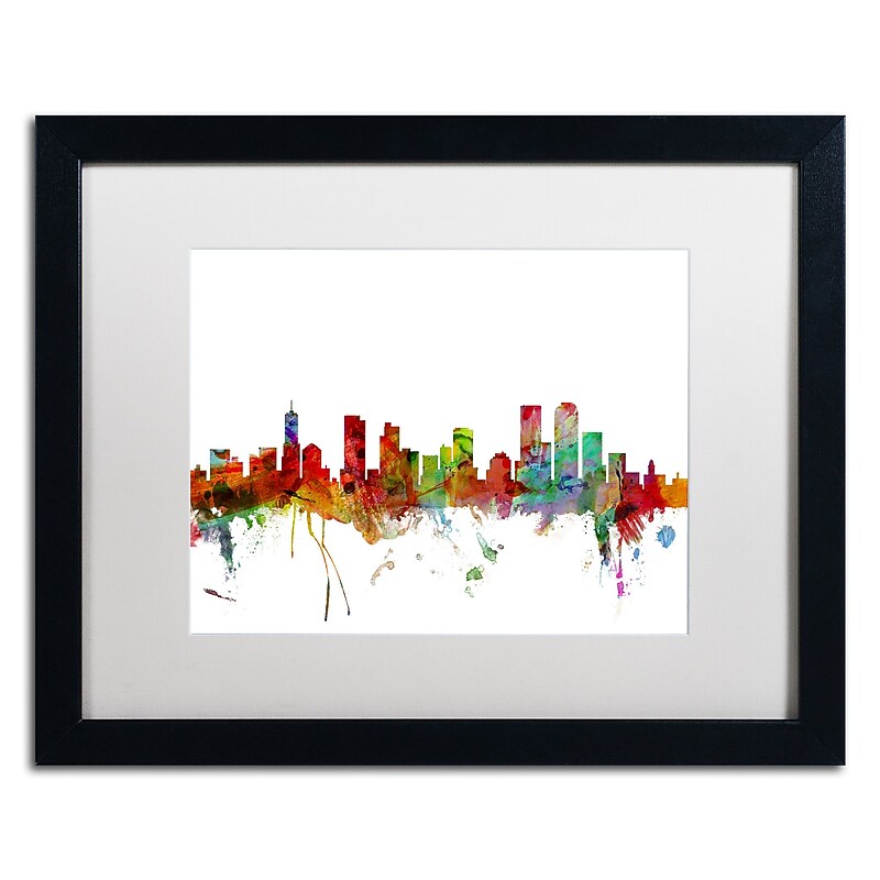 Trademark Fine Art ''Denver Colorado Skyline'' by Michael Tompsett 16" x 20" White Matted Black Frame (MT0558-B1620MF) image 1