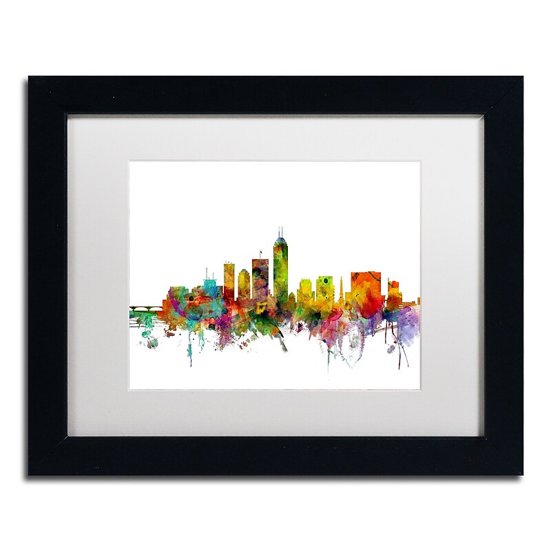 Trademark Fine Art ''Indianapolis Indiana Skyline'' by Michael Tompsett 11" x 14" White Matted Black Frame (MT0560-B1114MF) image 1