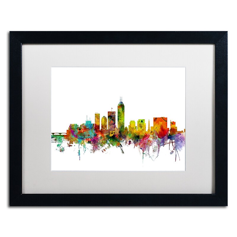 Trademark Fine Art ''Indianapolis Indiana Skyline'' by Michael Tompsett 16" x 20" White Matted Black Frame (MT0560-B1620MF) image 1