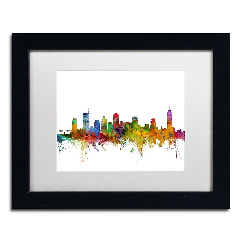 Trademark Fine Art ''Nashville Tennessee Skyline'' by Michael Tompsett 11" x 14" White Matted Black Frame (MT0561-B1114MF) image 1