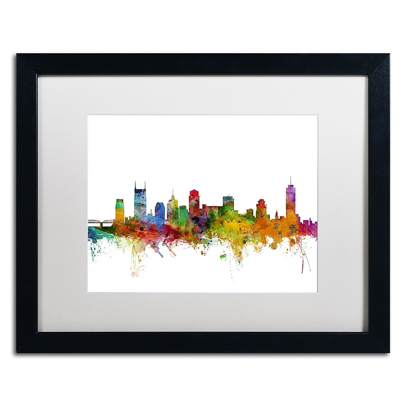 Trademark Fine Art ''Nashville Tennessee Skyline'' by Michael Tompsett 16" x 20" White Matted Black Frame (MT0561-B1620MF) image 1