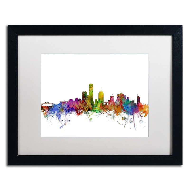 Trademark Fine Art ''Milwaukee Wisconsin Skyline'' by Michael Tompsett 16" x 20" White Matted Black Frame (MT0562-B1620MF) image 1