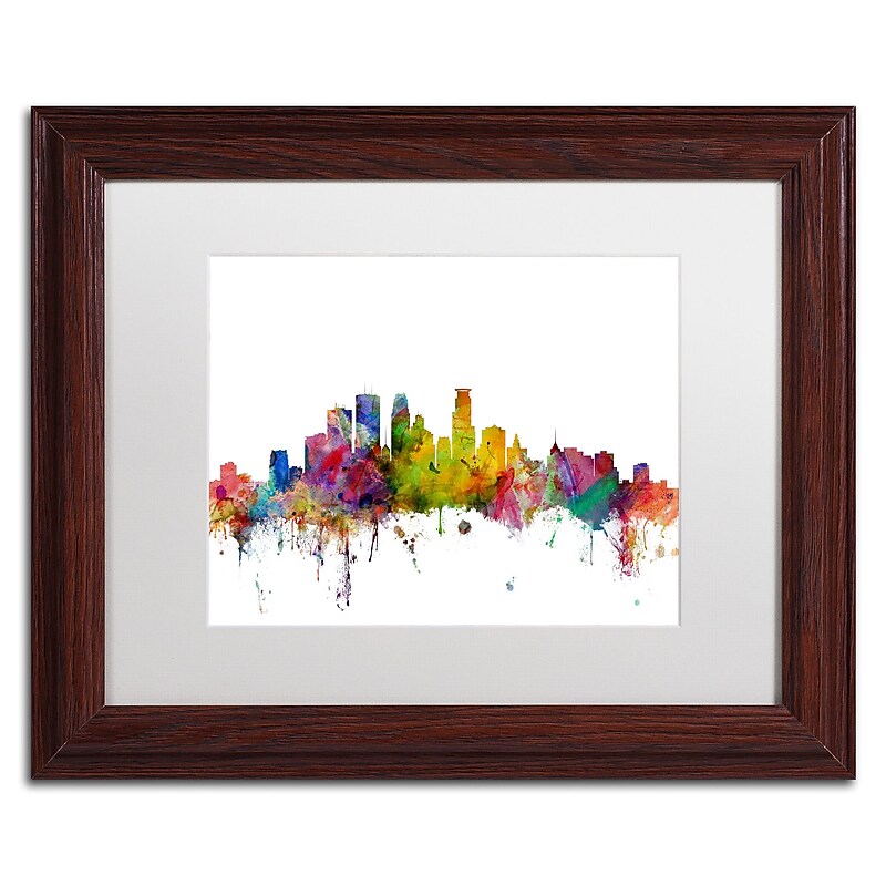 Trademark Fine Art ''Minneapolis Minnesota Skyline'' by Michael Tompsett 11" x 14" Wood Frame (MT0563-W1114MF) image 1
