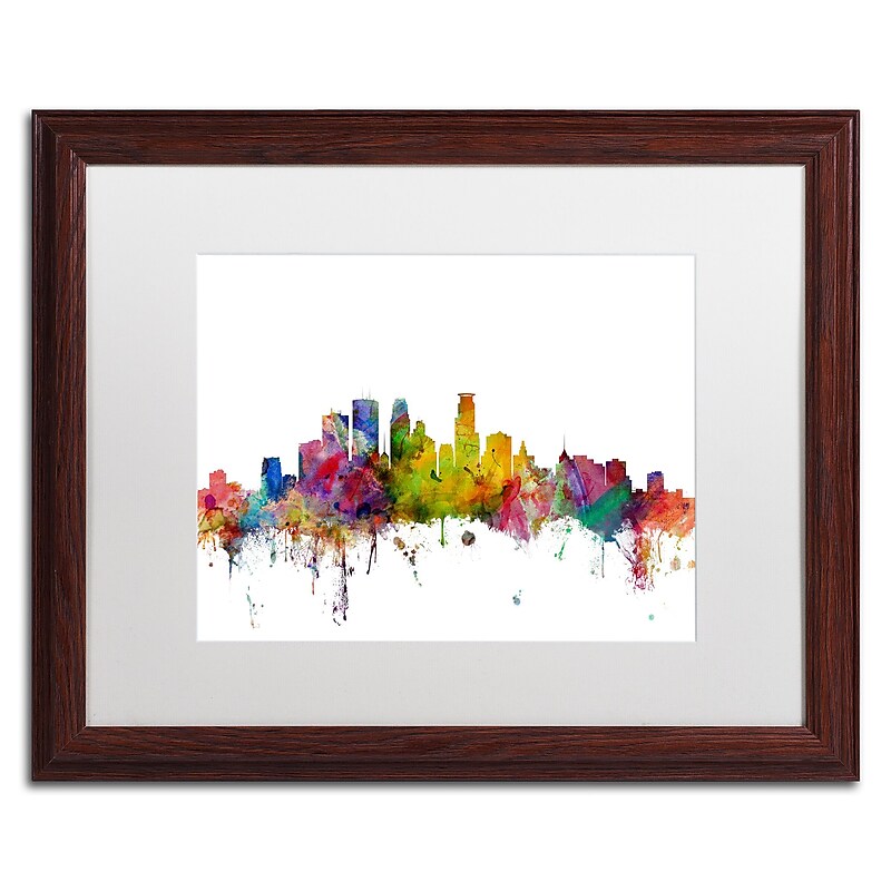 Trademark Fine Art ''Minneapolis Minnesota Skyline'' by Michael Tompsett 16" x 20" Wood Frame (MT0563-W1620MF) image 1