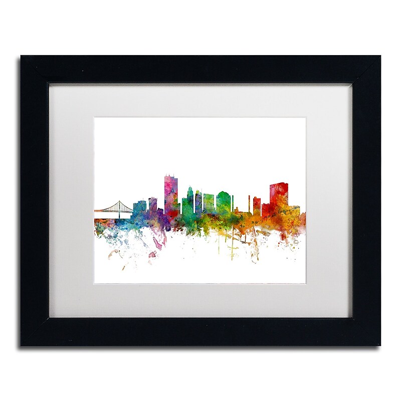 Trademark Fine Art ''Toledo Ohio Skyline'' by Michael Tompsett 11" x 14" White Matted Black Frame (MT0564-B1114MF) image 1
