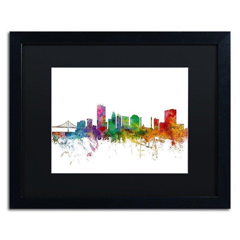 Trademark Fine Art ''Toledo Ohio Skyline'' by Michael Tompsett 16" x 20" Black Matted Black Frame (MT0564-B1620BMF) image 1