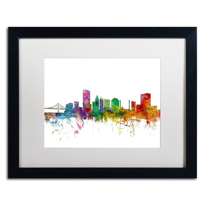 Trademark Fine Art ''Toledo Ohio Skyline'' by Michael Tompsett 16" x 20" White Matted Black Frame (MT0564-B1620MF) image 1
