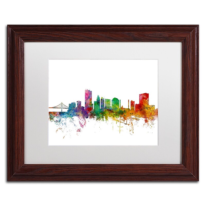 Trademark Fine Art ''Toledo Ohio Skyline'' by Michael Tompsett 11" x 14" White Matted Wood Frame (MT0564-W1114MF) image 1