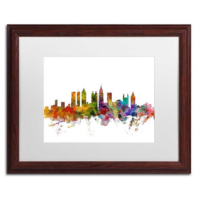 Trademark Fine Art ''Atlanta Georgia Skyline'' by Michael Tompsett 16" x 20" White Matted Wood Frame (MT0566-W1620MF) image 1