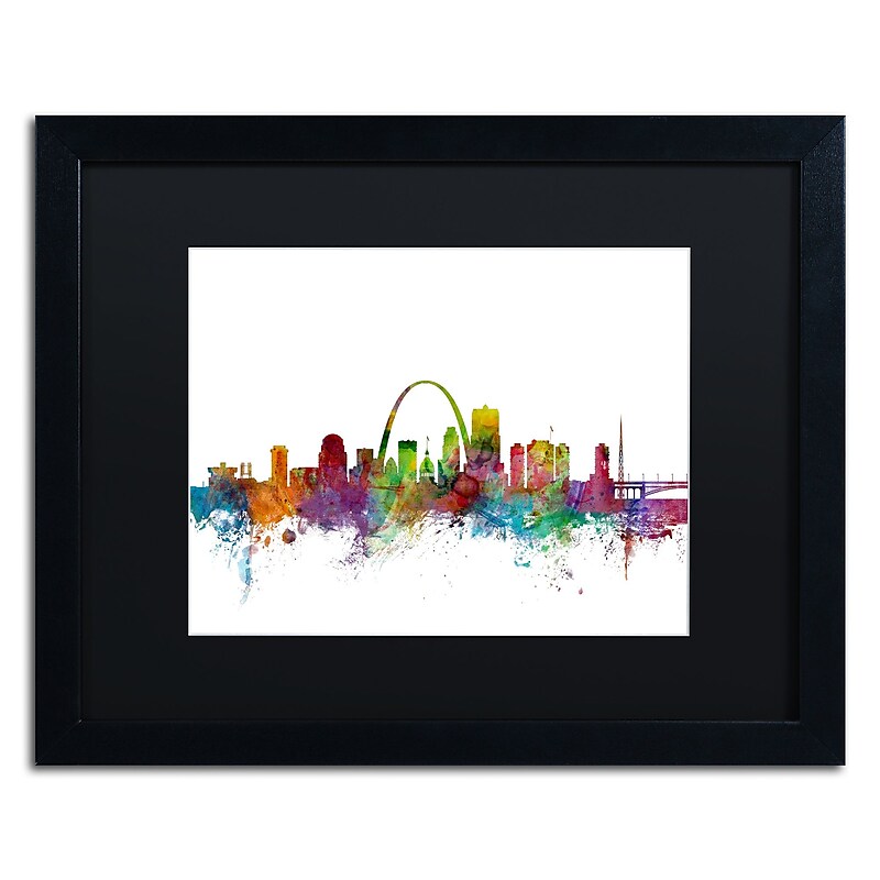 Trademark Fine Art ''St. Louis Missouri Skyline'' by Michael Tompsett 16" x 20" Black Matted Black Frame (MT0568-B1620BMF) image 1