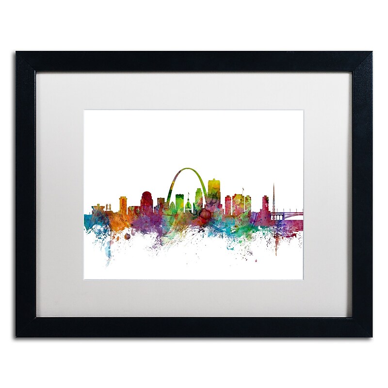 Trademark Fine Art ''St. Louis Missouri Skyline'' by Michael Tompsett 16" x 20" White Matted Black Frame (MT0568-B1620MF) image 1