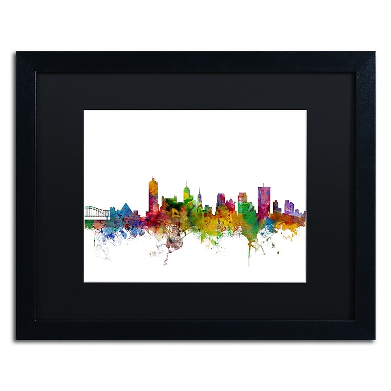 Trademark Fine Art ''Memphis Tennessee Skyline'' by Michael Tompsett 16" x 20" Black Matted Black Frame (MT0569-B1620BMF) image 1