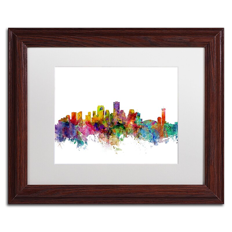Trademark Fine Art ''New Orleans Louisiana Skyline'' by Michael Tompsett 11" x 14" White Matted Wood Frame (MT0571-W1114MF) image 1