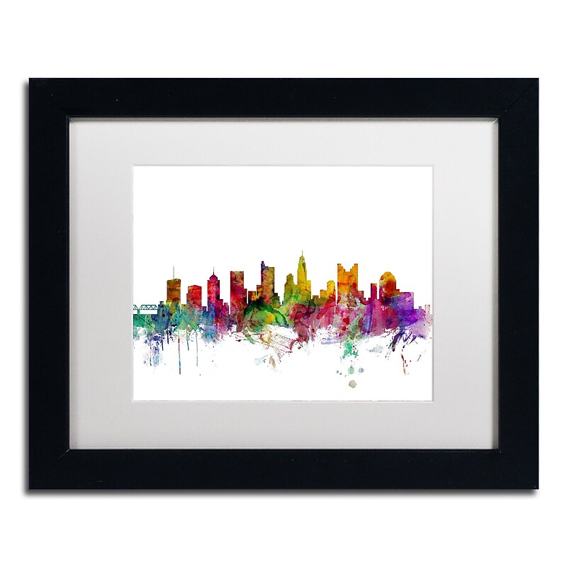 Trademark Fine Art ''Columbus Ohio Skyline'' by Michael Tompsett 11" x 14" White Matted Black Frame (MT0572-B1114MF) image 1