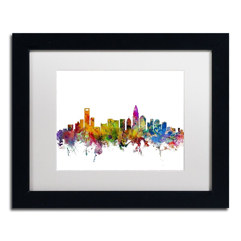 Trademark Fine Art ''Charlotte North Carolina Skyline'' by Michael Tompsett 11" x 14" Black Frame (MT0573-B1114MF) image 1