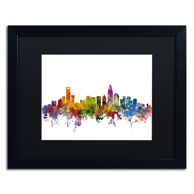 Trademark Fine Art ''Charlotte North Carolina Skyline'' by Michael Tompsett 16" x 20 Black Frame (MT0573-B1620BMF) image 1
