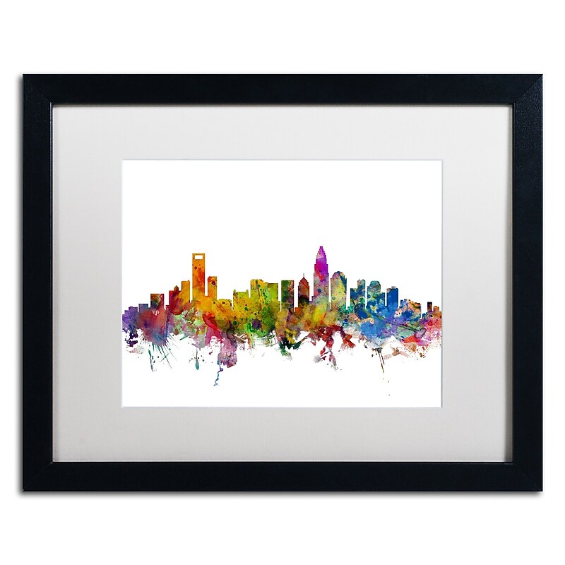 Trademark Fine Art ''Charlotte North Carolina Skyline'' by Michael Tompsett 16" x 20" Black Frame (MT0573-B1620MF) image 1