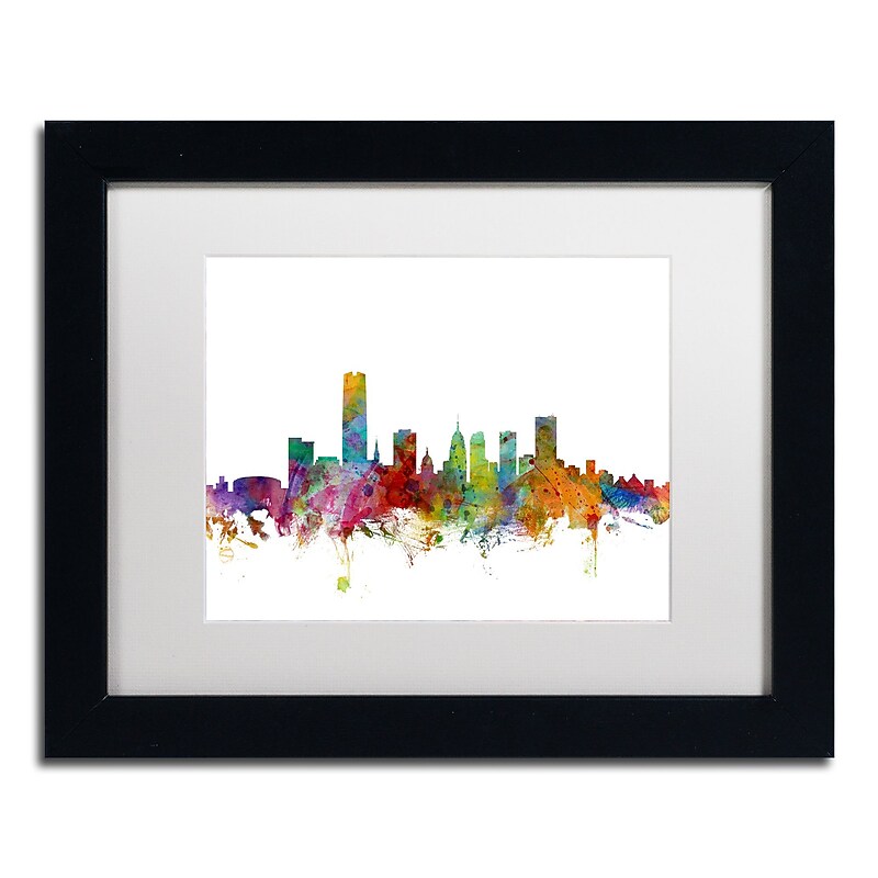 Trademark Fine Art ''Oklahoma City Skyline'' by Michael Tompsett 11" x 14" White Matted Black Frame (MT0574-B1114MF) image 1