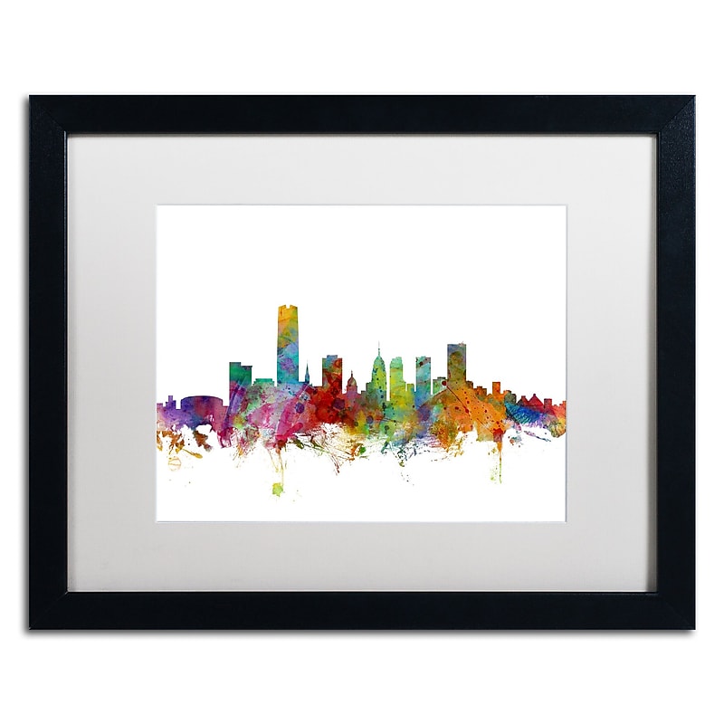 Trademark Fine Art ''Oklahoma City Skyline'' by Michael Tompsett 16" x 20" White Matted Black Frame (MT0574-B1620MF) image 1