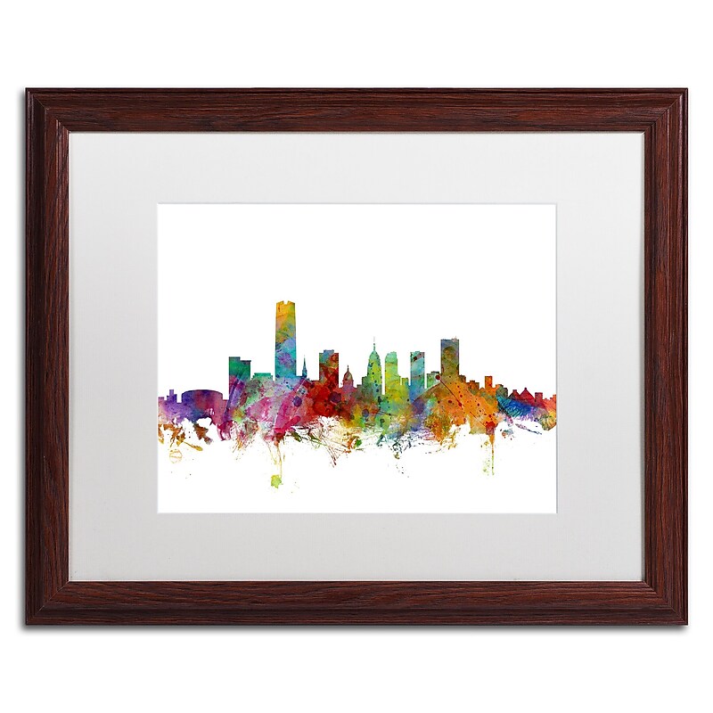 Trademark Fine Art ''Oklahoma City Skyline'' by Michael Tompsett 16" x 20" White Matted Wood Frame (MT0574-W1620MF) image 1