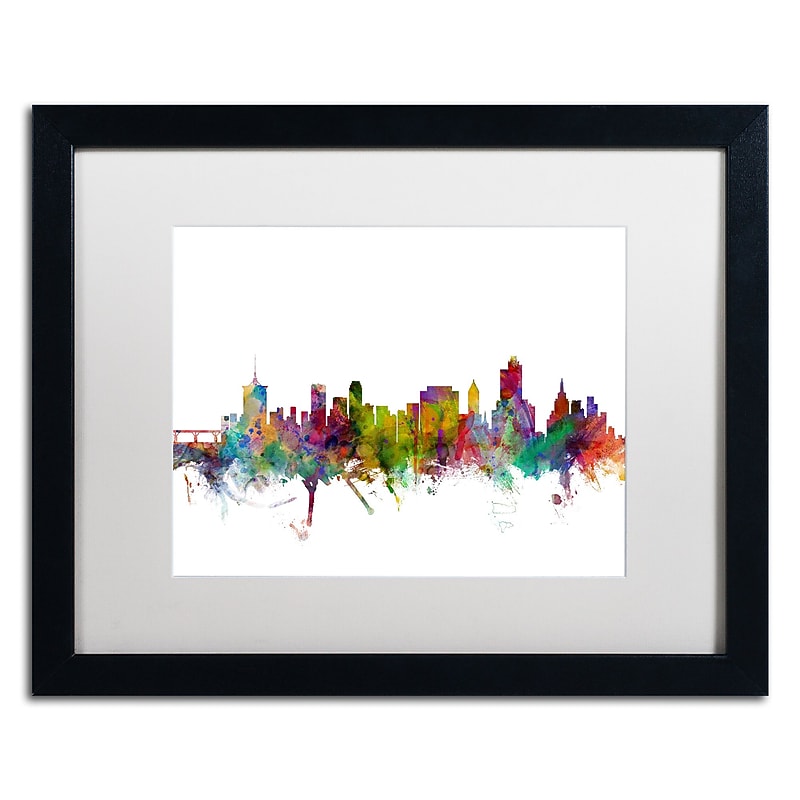 Trademark Fine Art ''Tulsa Oklahoma Skyline'' by Michael Tompsett 16" x 20" White Matted Black Frame (MT0576-B1620MF) image 1
