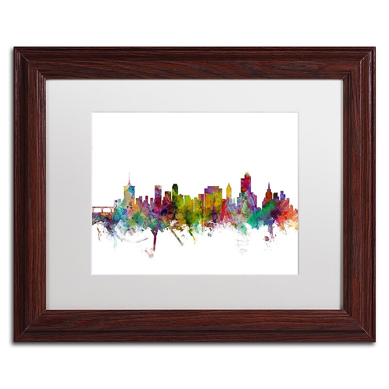 Trademark Fine Art ''Tulsa Oklahoma Skyline'' by Michael Tompsett 11" x 14" White Matted Wood Frame (MT0576-W1114MF) image 1