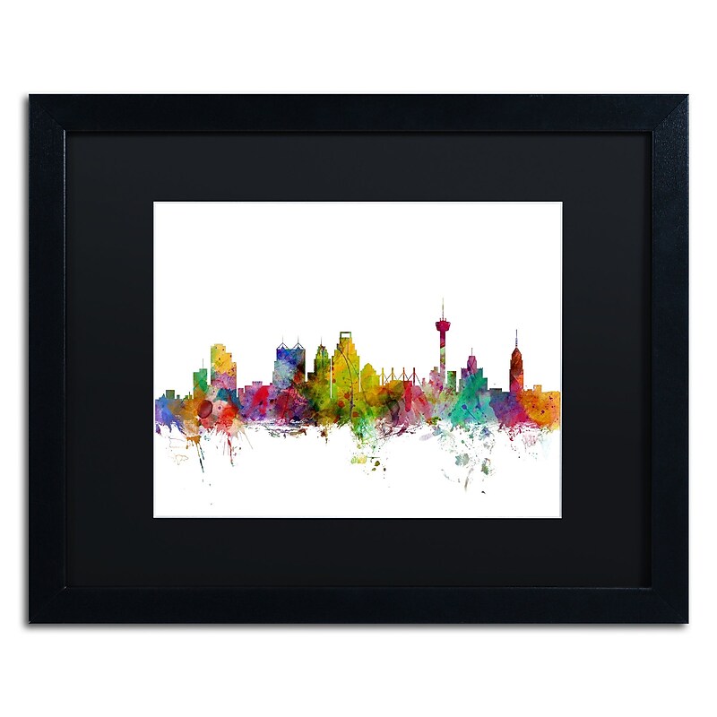 Trademark Fine Art ''San Antonio Texas Skyline'' by Michael Tompsett 16" x 20" Black Matted Black Frame (MT0579-B1620BMF) image 1