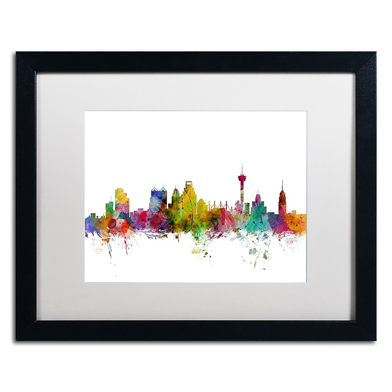Trademark Fine Art ''San Antonio Texas Skyline'' by Michael Tompsett 16" x 20" White Matted Black Frame (MT0579-B1620MF) image 1