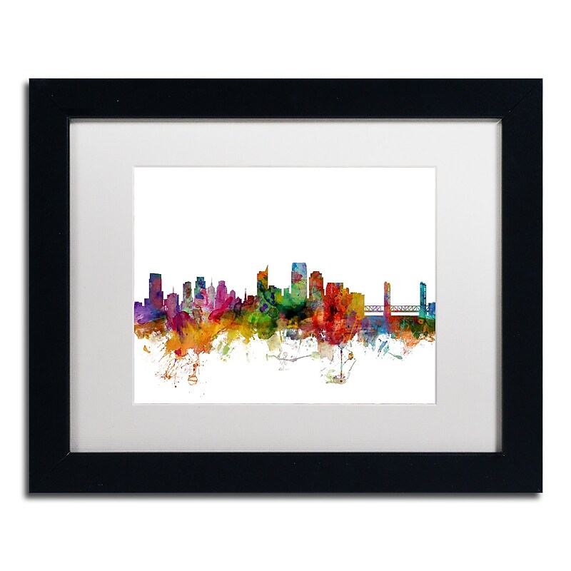 Trademark Fine Art ''Sacramento California Skyline'' by Michael Tompsett 11" x 14" White Matted Black Frame (MT0580-B1114MF) image 1