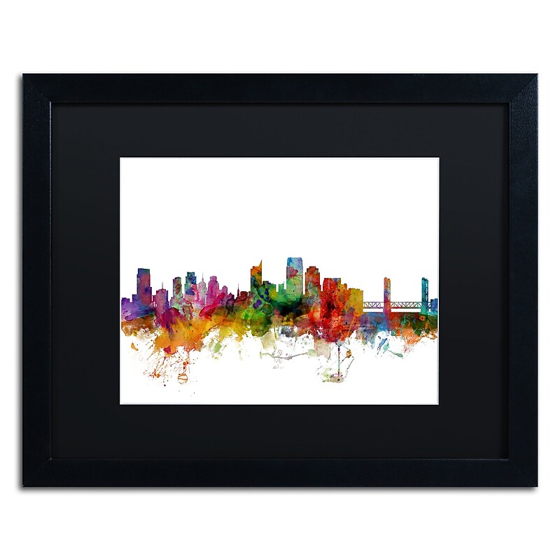 Trademark Fine Art ''Sacramento California Skyline'' by Michael Tompsett 16" x 20" Black Matted Black Frame (MT0580-B1620BMF) image 1