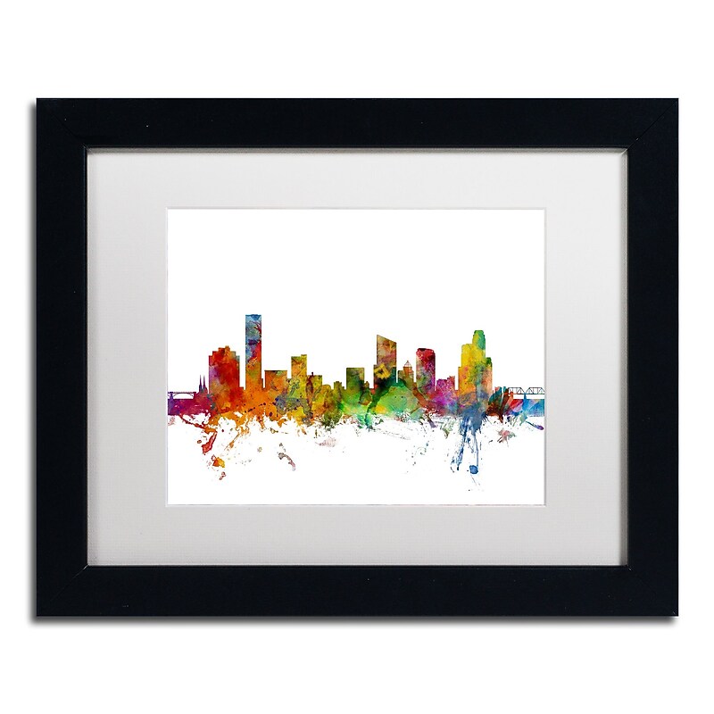 Trademark Fine Art ''Grand Rapids Michigan Skyline'' by Michael Tompsett 11" x 14" White Matted Black Frame (MT0581-B1114MF) image 1