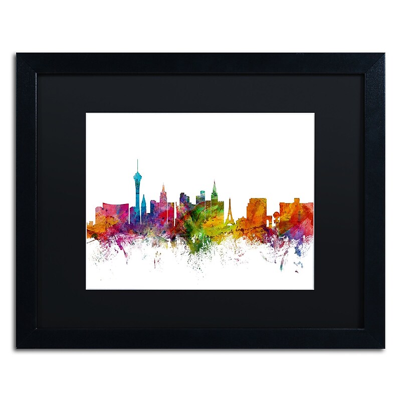 Trademark Fine Art ''Las Vegas Nevada Skyline'' by Michael Tompsett 16" x 20" Black Matted Black Frame (MT0582-B1620BMF) image 1