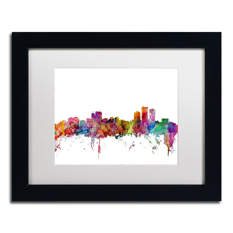 Trademark Fine Art ''Anchorage Alaska Skyline'' by Michael Tompsett 11" x 14" White Matted Black Frame (MT0583-B1114MF) image 1