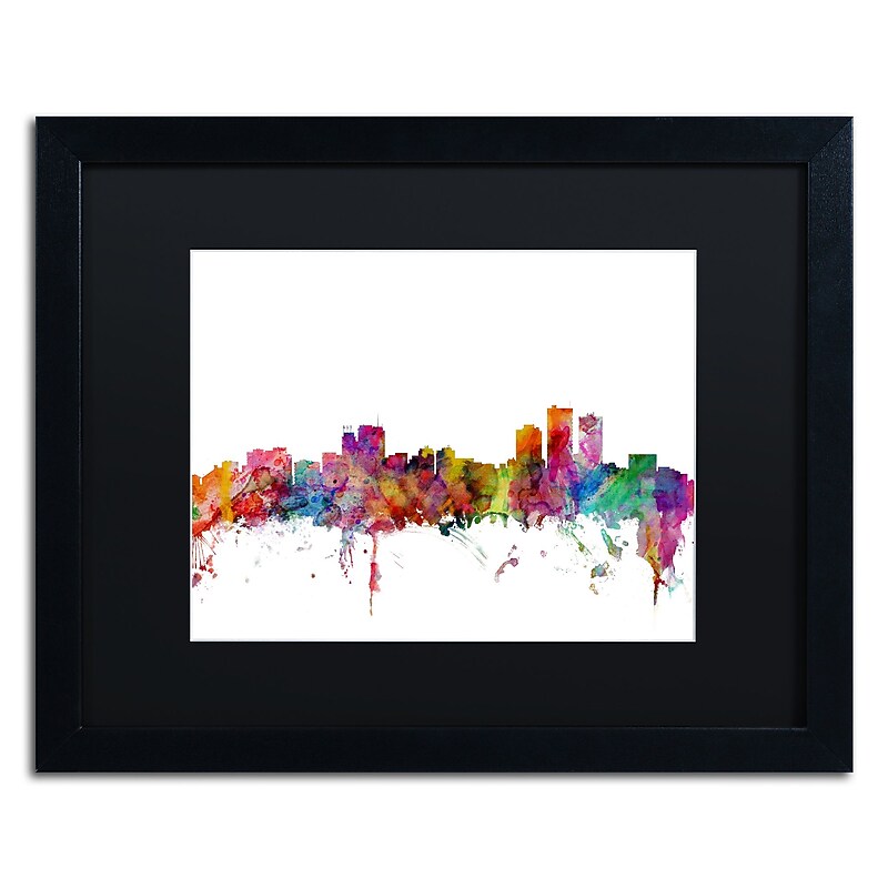 Trademark Fine Art ''Anchorage Alaska Skyline'' by Michael Tompsett 16" x 20" Black Matted Black Frame (MT0583-B1620BMF) image 1