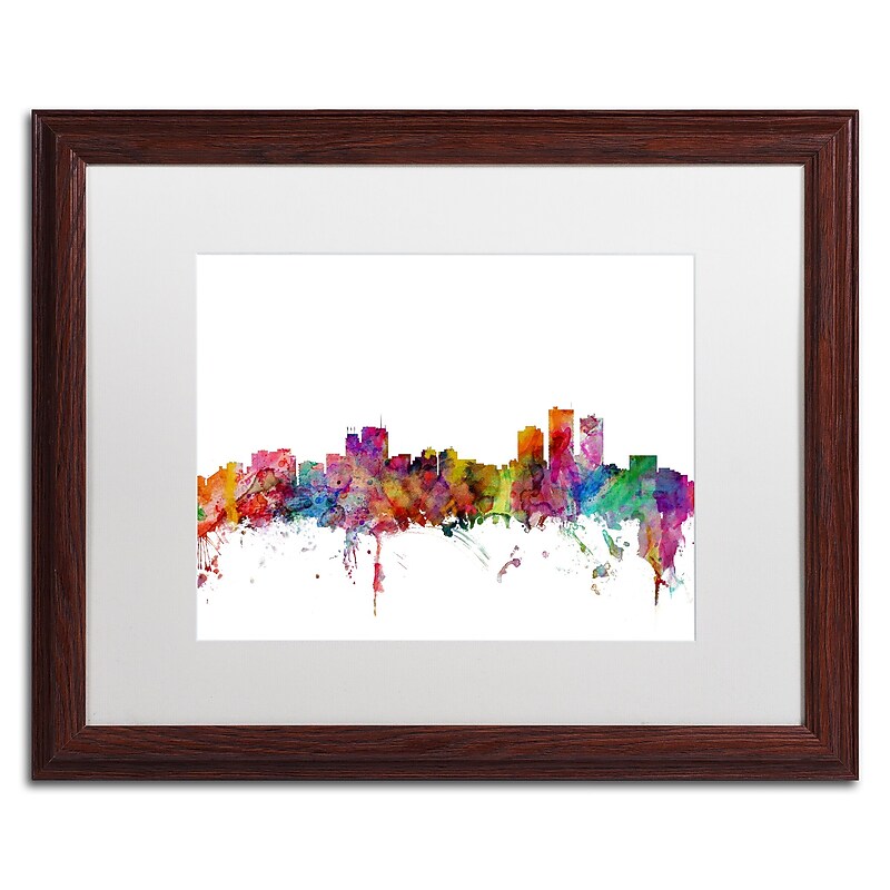 Trademark Fine Art ''Anchorage Alaska Skyline'' by Michael Tompsett 16" x 20" White Matted Wood Frame (MT0583-W1620MF) image 1