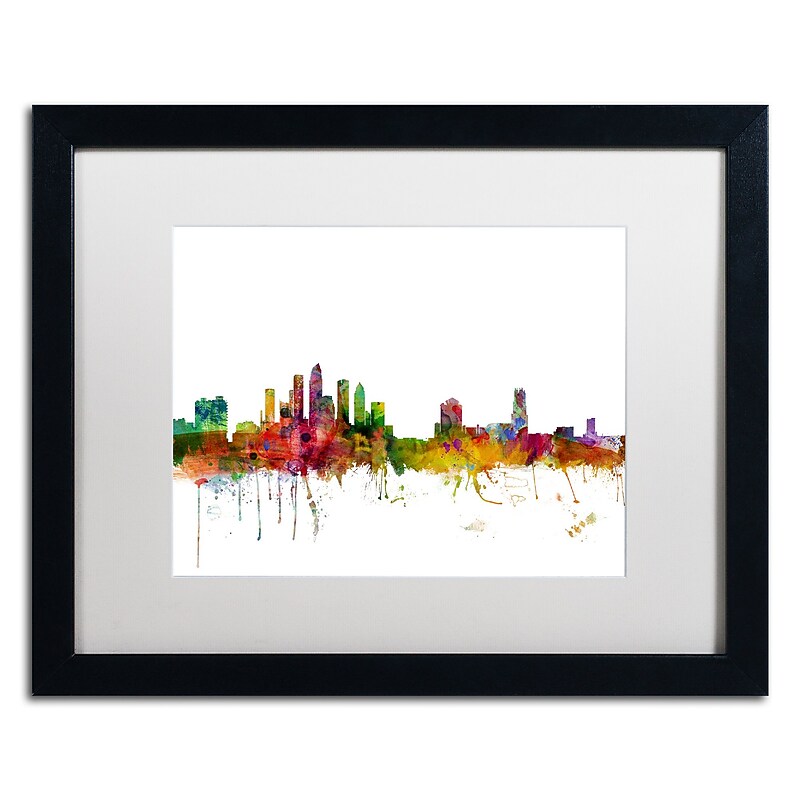 Trademark Fine Art ''Tampa Florida Skyline'' by Michael Tompsett 16" x 20" White Matted Black Frame (MT0584-B1620MF) image 1