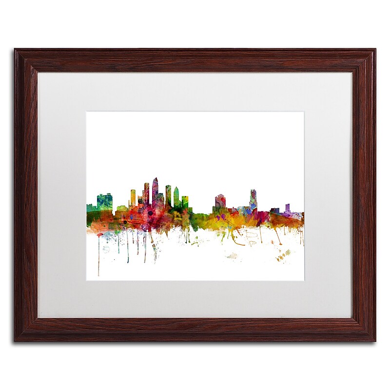 Trademark Fine Art ''Tampa Florida Skyline'' by Michael Tompsett 16" x 20" White Matted Wood Frame (MT0584-W1620MF) image 1