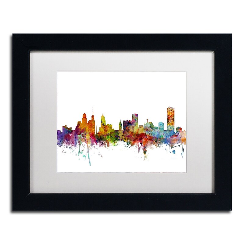 Trademark Fine Art ''Buffalo New York Skyline'' by Michael Tompsett 11" x 14" White Matted Black Frame (MT0585-B1114MF) image 1
