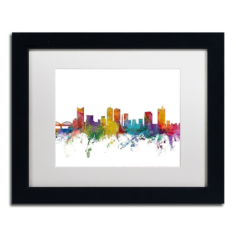 Trademark Fine Art ''Fort Worth Texas Skyline'' by Michael Tompsett 11" x 14" White Matted Black Frame (MT0586-B1114MF) image 1