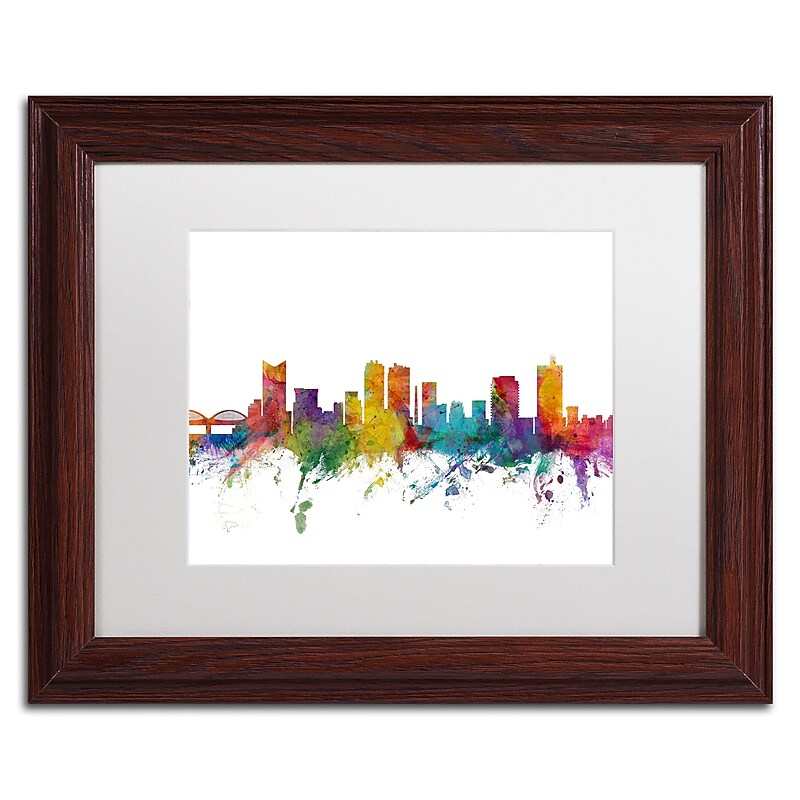 Trademark Fine Art ''Fort Worth Texas Skyline'' by Michael Tompsett 11" x 14" White Matted Wood Frame (MT0586-W1114MF) image 1