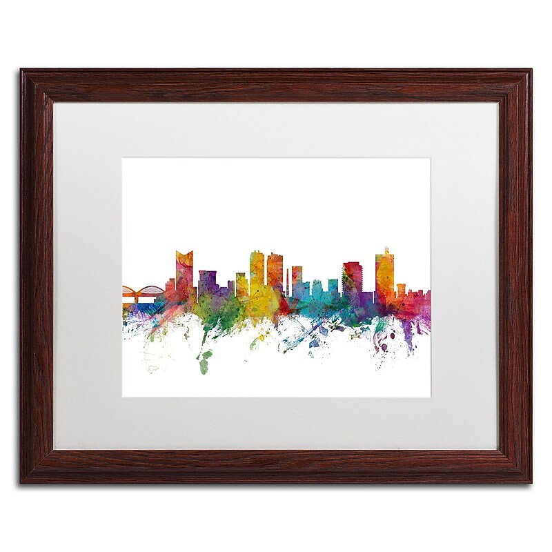 Trademark Fine Art ''Fort Worth Texas Skyline'' by Michael Tompsett 16" x 20" White Matted Wood Frame (MT0586-W1620MF) image 1
