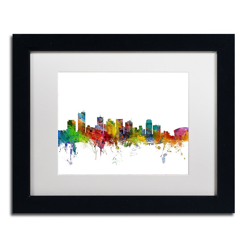 Trademark Fine Art ''Phoenix Arizona Skyline'' by Michael Tompsett 11" x 14" White Matted Black Frame (MT0587-B1114MF) image 1