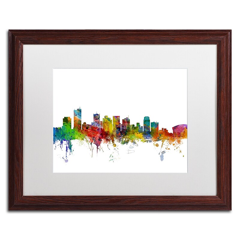 Trademark Fine Art ''Phoenix Arizona Skyline'' by Michael Tompsett 16" x 20" White Matted Wood Frame (MT0587-W1620MF) image 1