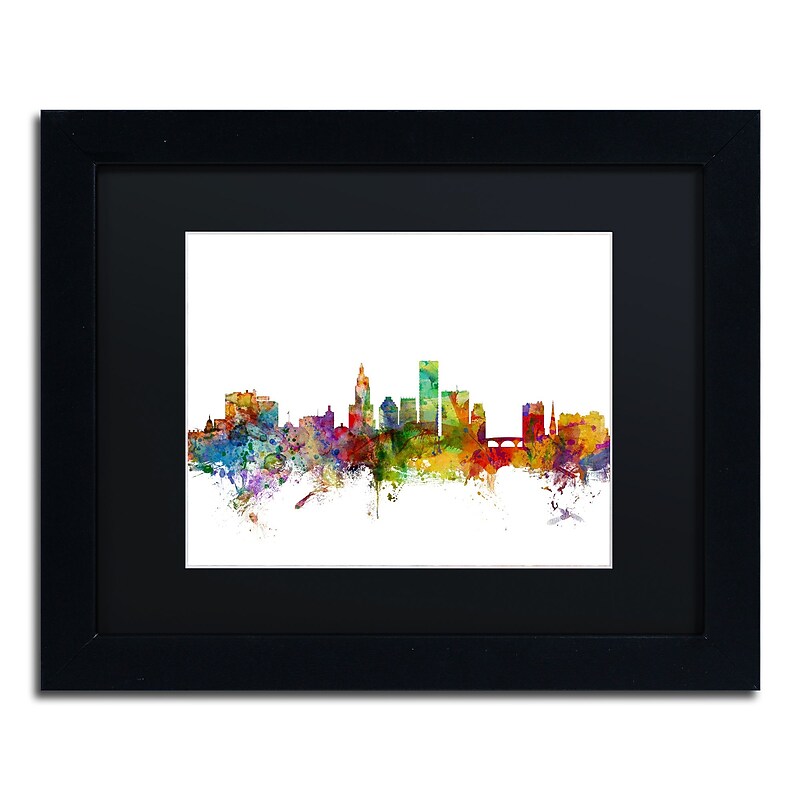 Trademark Fine Art ''Providence Rhode Island Skyline'' by Michael Tompsett 11" x 14" Black Frame (MT0588-B1114BMF) image 1
