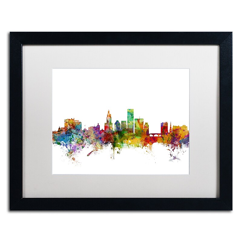Trademark Fine Art ''Providence Rhode Island Skyline'' by Michael Tompsett 16" x 20"  Black Frame (MT0588-B1620MF) image 1