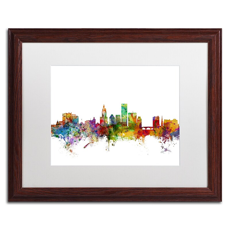 Trademark Fine Art ''Providence Rhode Island Skyline'' by Michael Tompsett 16" x 20"  Wood Frame (MT0588-W1620MF) image 1