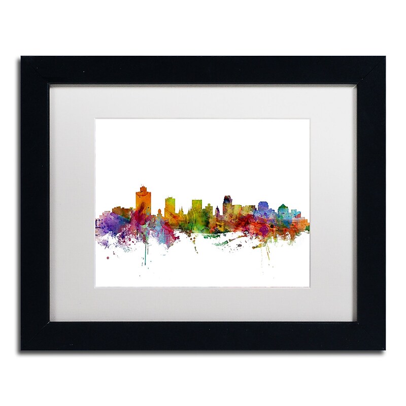 Trademark Fine Art ''Salt Lake City Skyline'' by Michael Tompsett 11" x 14" White Matted Black Frame (MT0589-B1114MF) image 1