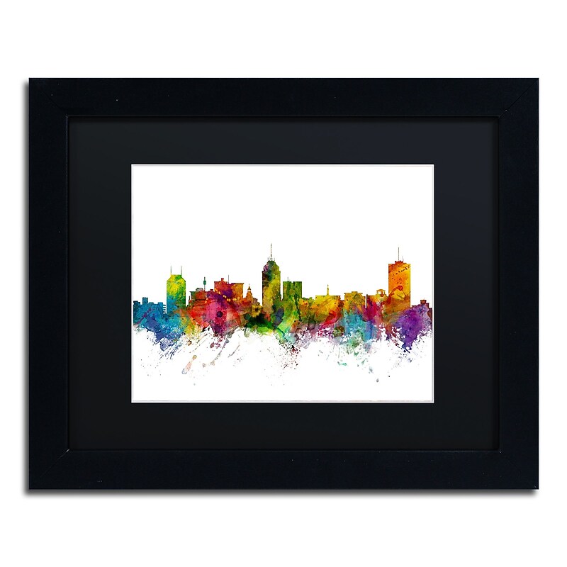 Trademark Fine Art ''Fresno California Skyline'' by Michael Tompsett 11" x 14" Black Matted Black Frame (MT0591-B1114BMF) image 1