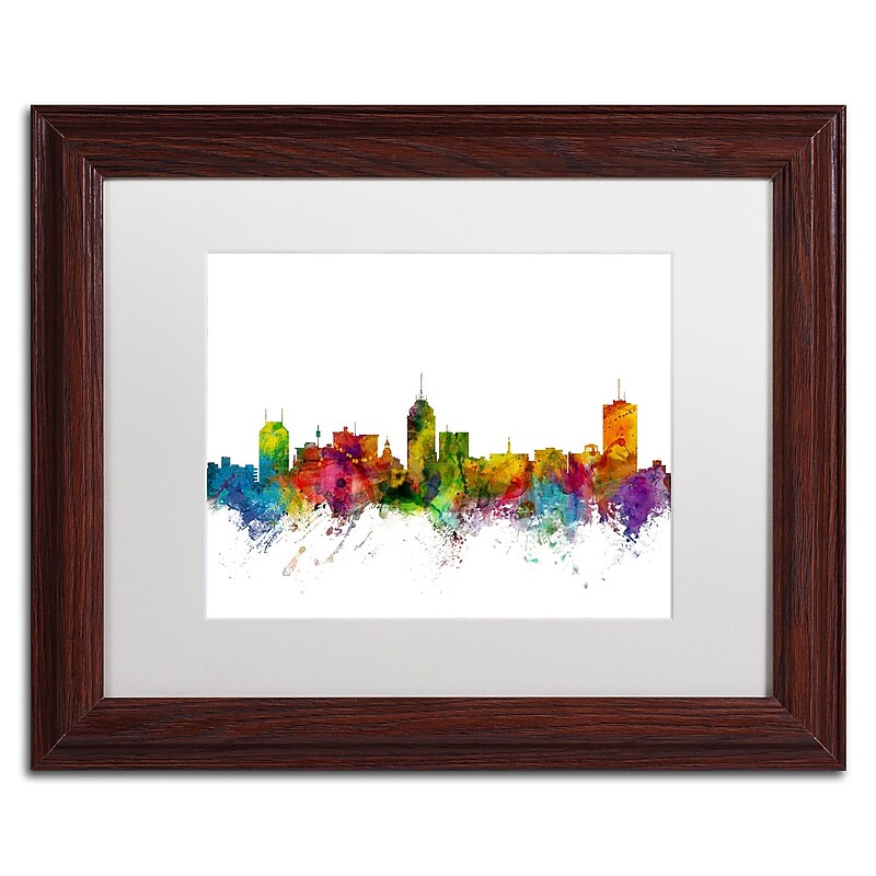 Trademark Fine Art ''Fresno California Skyline'' by Michael Tompsett 11" x 14" White Matted Wood Frame (MT0591-W1114MF) image 1