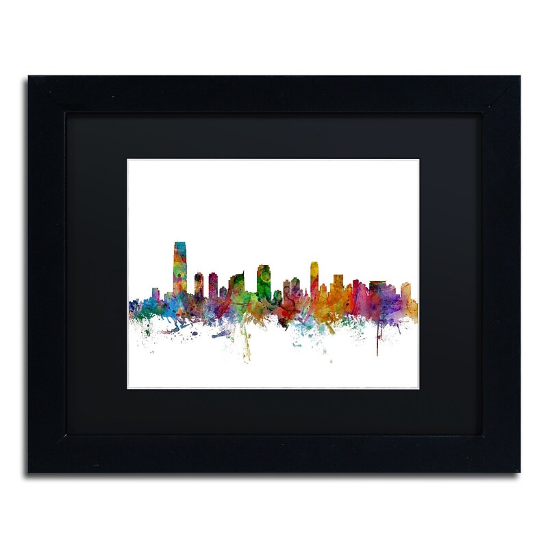 Trademark Fine Art ''Jersey City New Jersey Skyline'' by Michael Tompsett 11" x 14" Black Frame (MT0594-B1114BMF) image 1